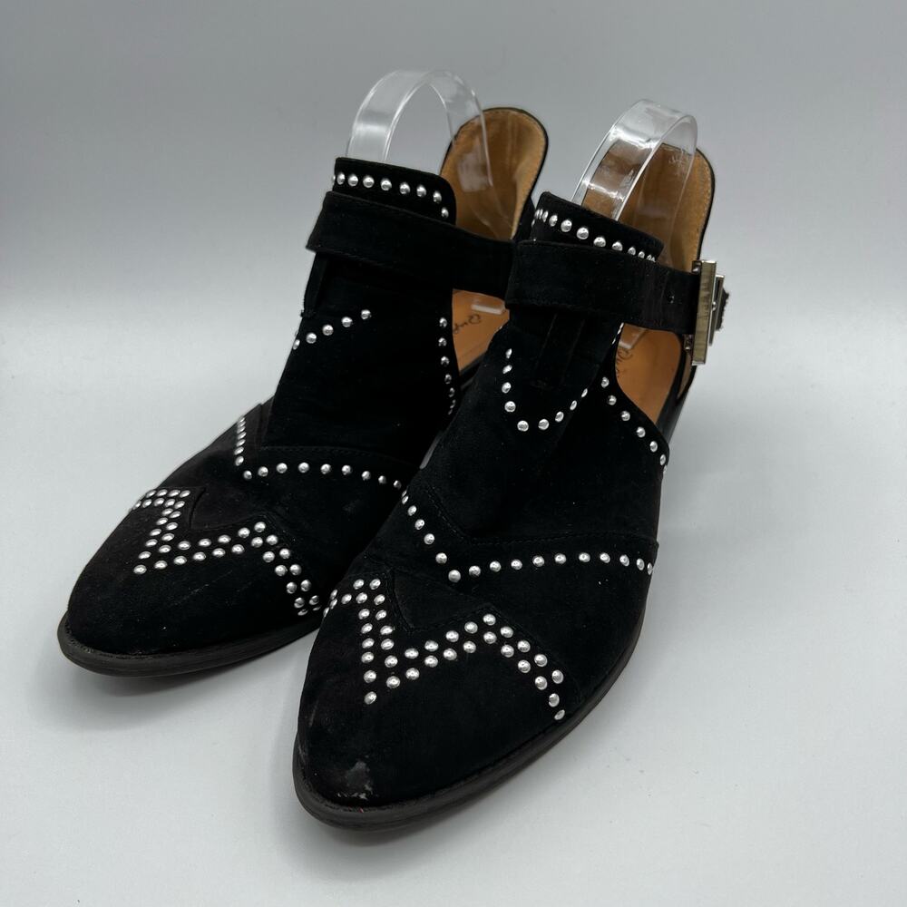 Qupid Black Cut Out Studded Pointed Toe Ankle Boots Size 8